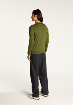Buttoned vest with logo in merino wool