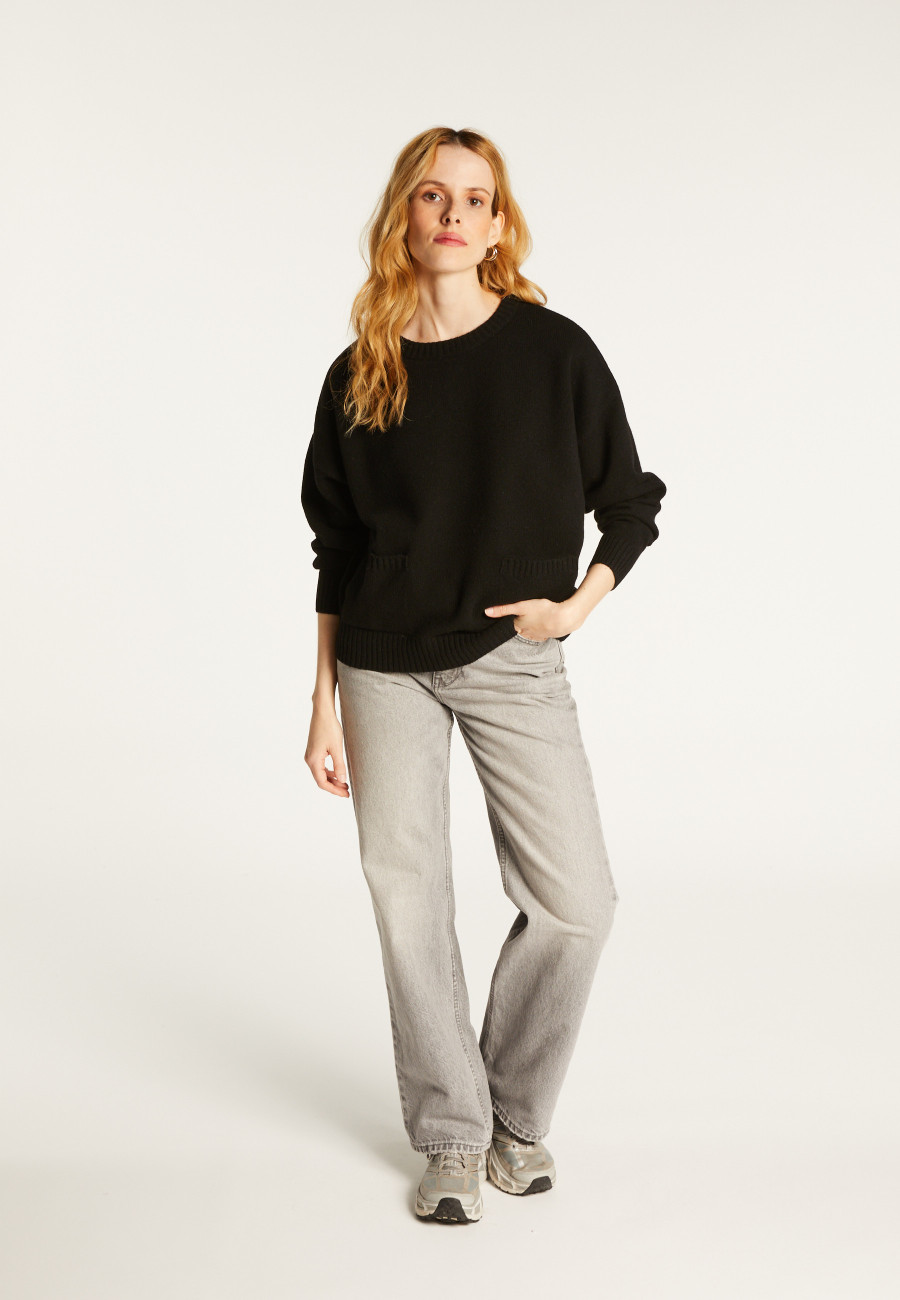 Loose-fit recycled cashmere sweater with pockets - Davina