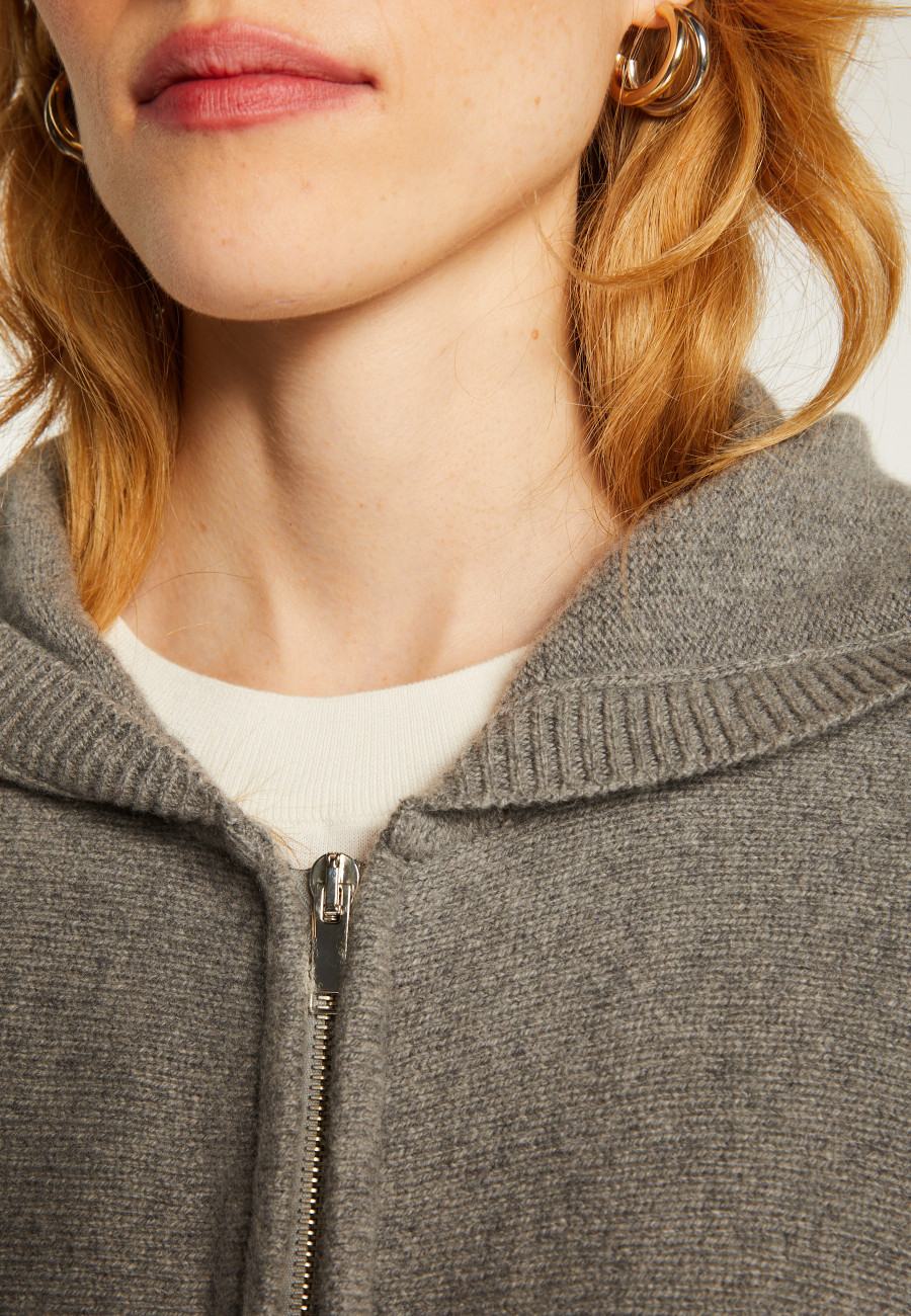 Zipped cashmere blend hooded cardigan - Albin