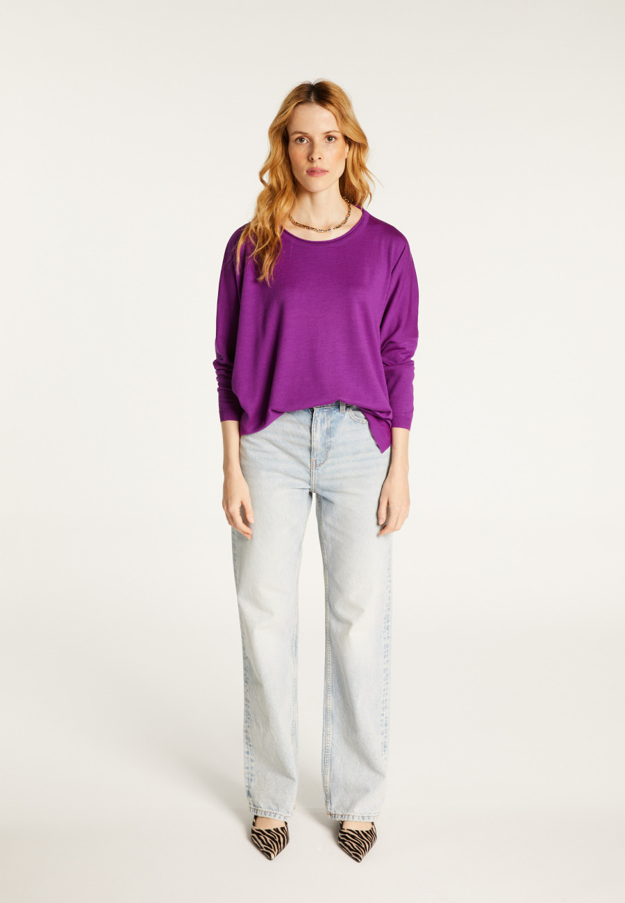 Loose-fitting merino wool round neck sweater - Azel
