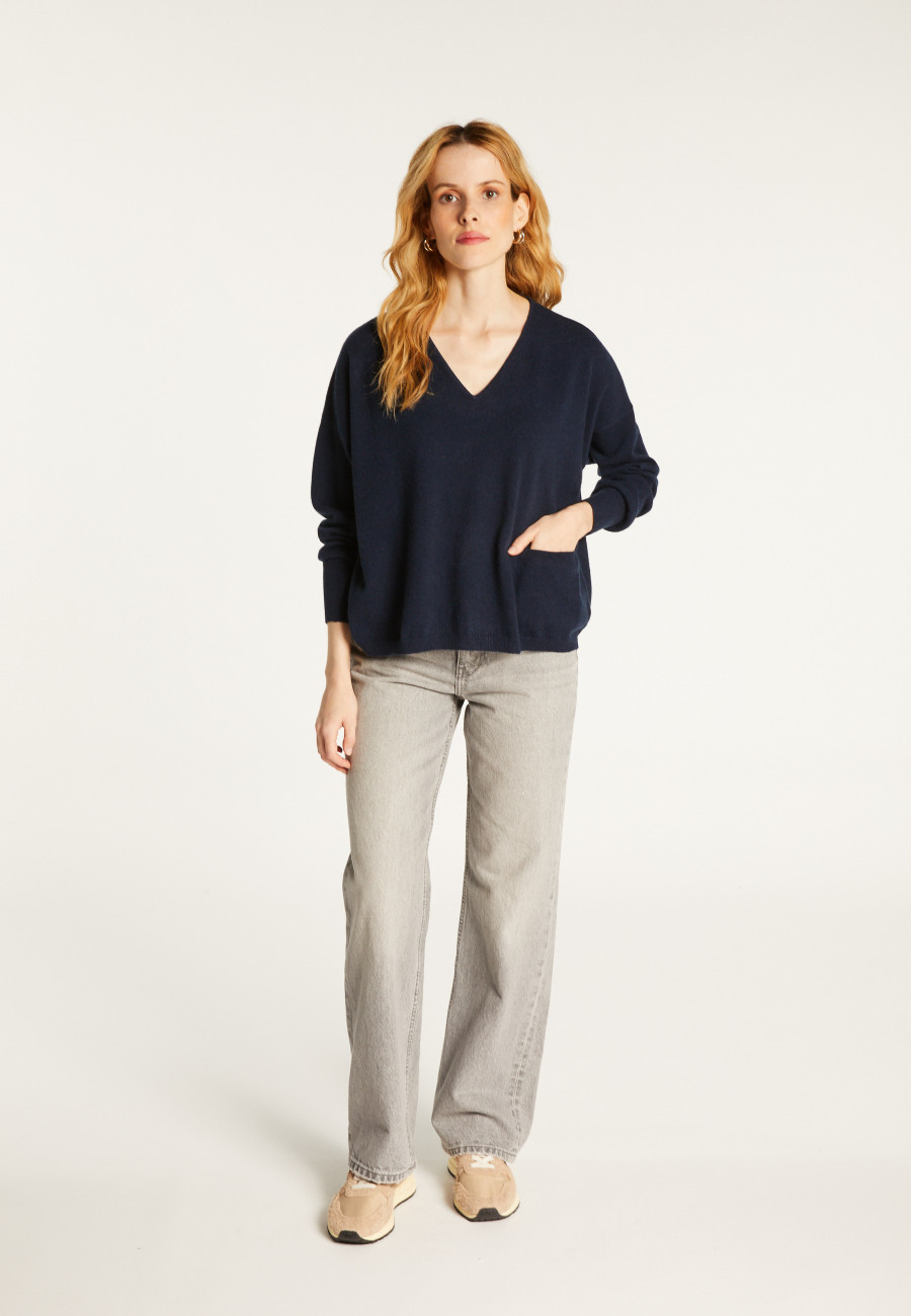 Short cashmere sweater with pocket - Balba