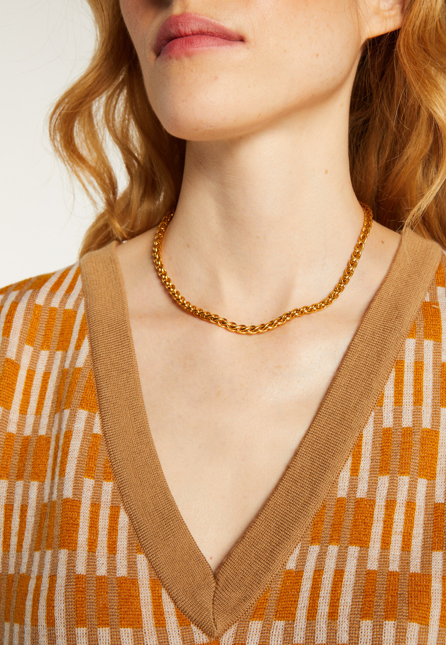 Sleeveless V-neck patterned sweater - Ganael