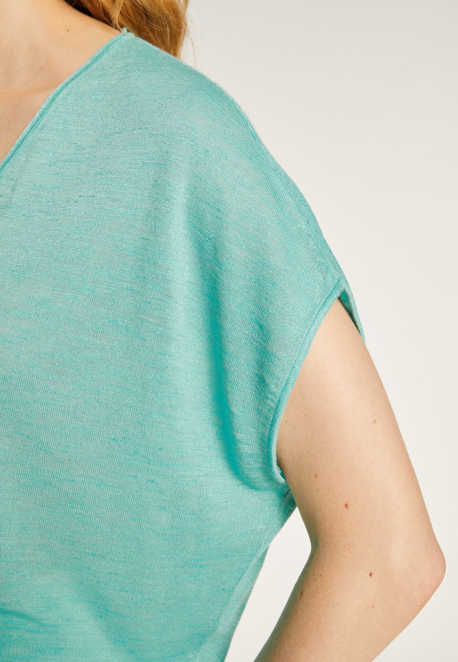 Slub linen V-neck T-shirt - Larra