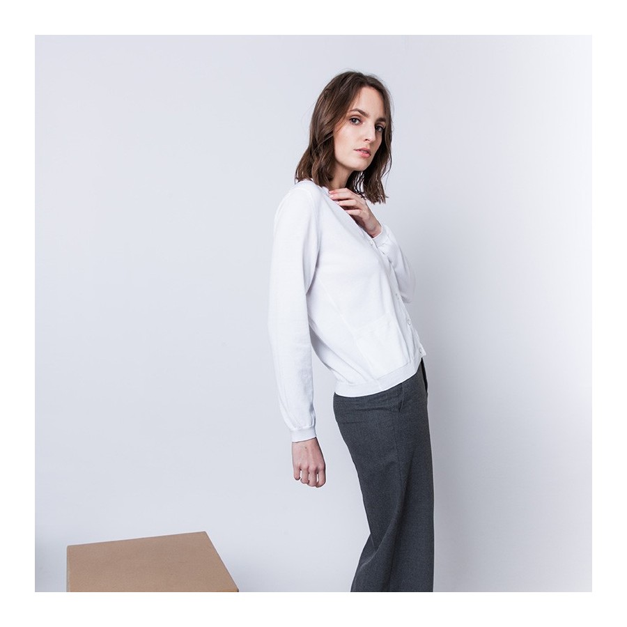 Cardigan col V en coton Amin