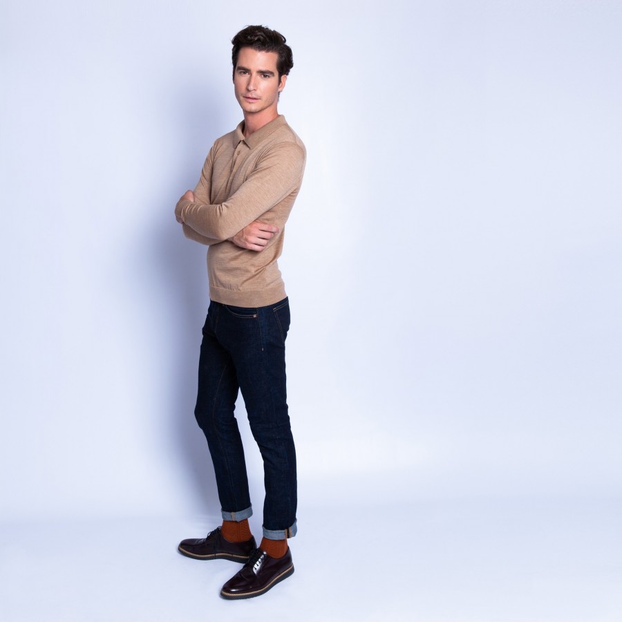 Polo collar sweater in wool - Eni