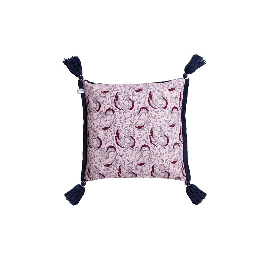 Maison Montagut x Maison Martin Morel reversible cushion cover - Idylle 6330 rafale safran - 10 gris fonce