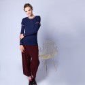 Wool jumper with tricolour rib stitches - Edouard